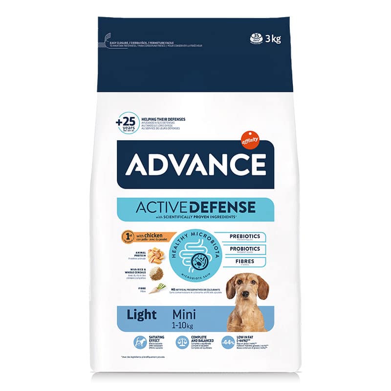 ADVANCE - Alimento Cão Mini Light Frango/Arroz 3Kg