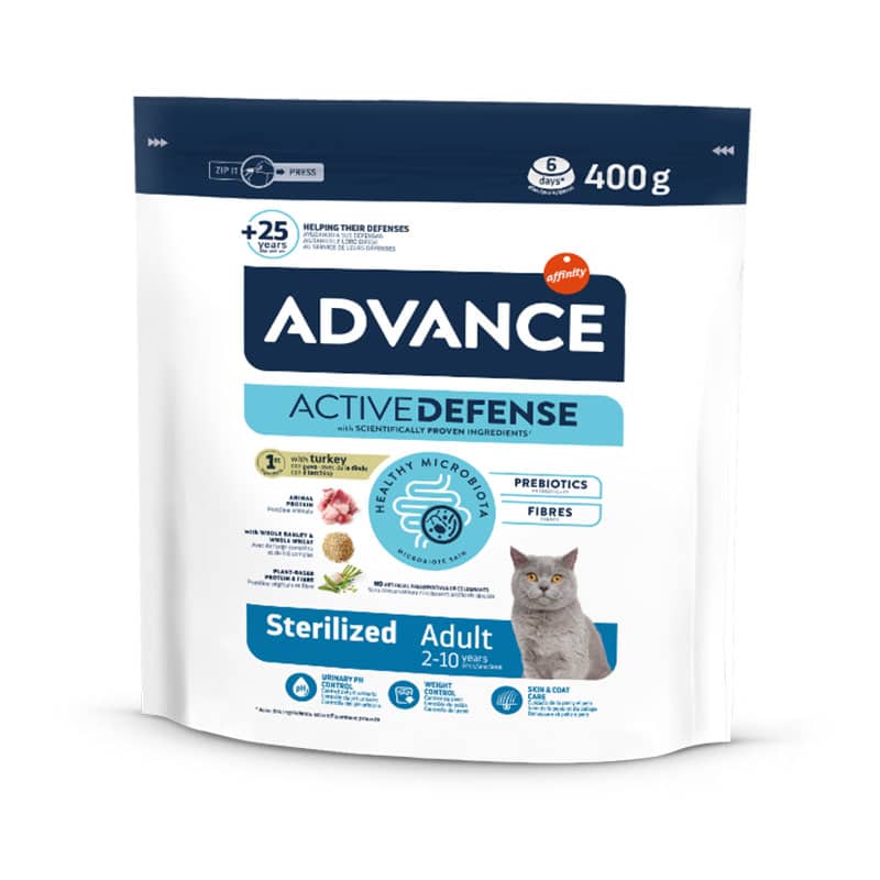 ADVANCE - Alimento Gato Esterilizado Peru/Cevada 400Gr