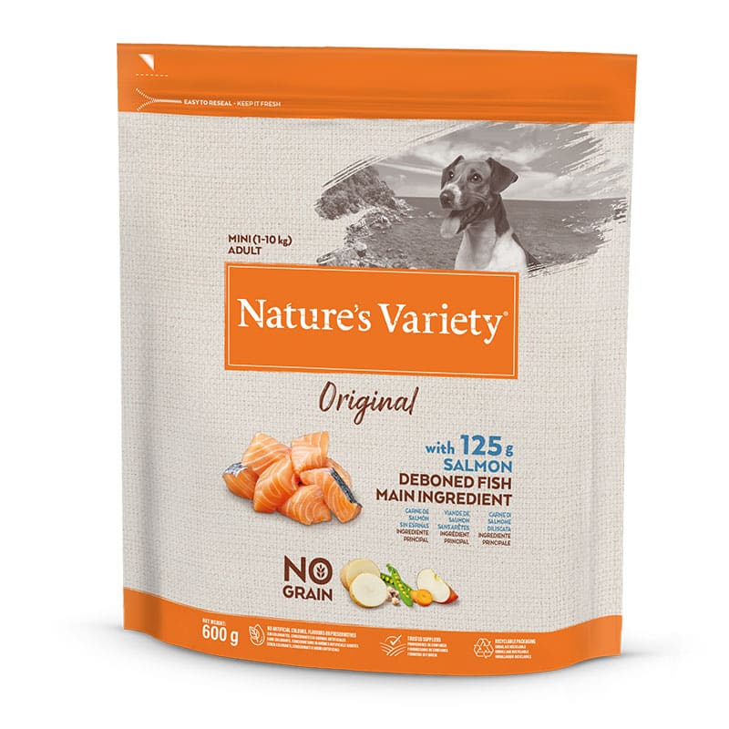 NATURE'S VARIETY - Alimento Cão Adulto Mini No Grain Salmão 0,6Kg