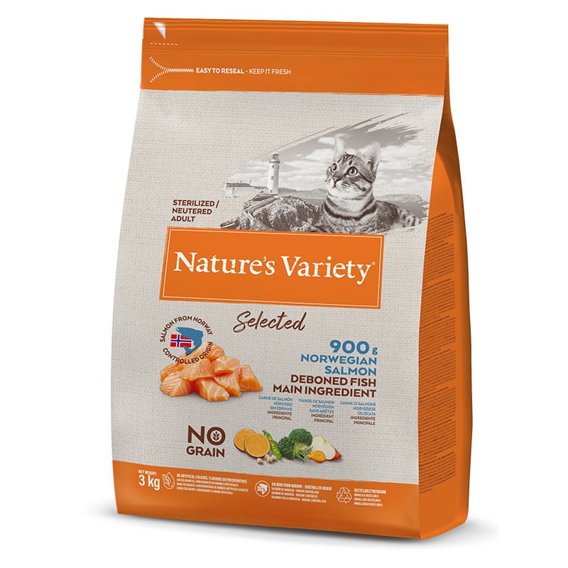 NATURE'S VARIETY - Alimento Gato Esterilizado No Grain Salmão 3Kg