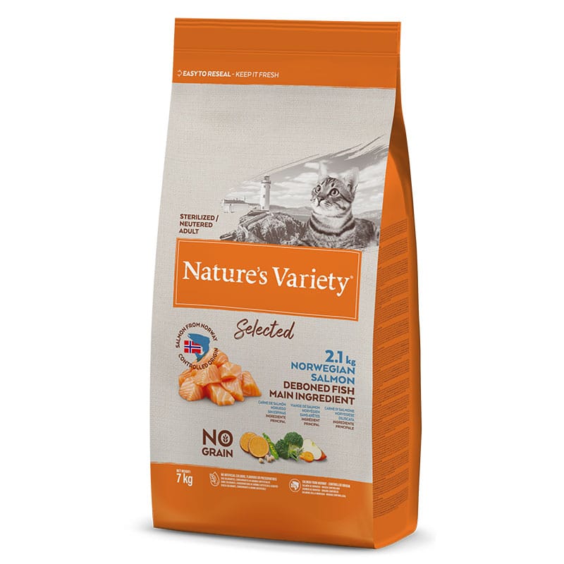 NATURE'S VARIETY - ALIMENTO GATO ESTERILIZADO SALMÃO 7KG