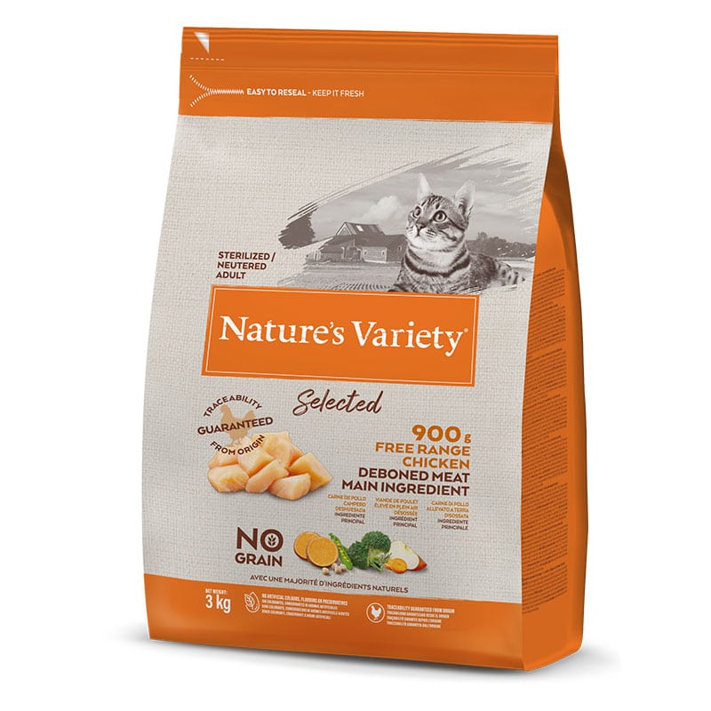 NATURE'S VARIETY - Alimento Gato Esterilizado No Grain Frango Campo 3Kg