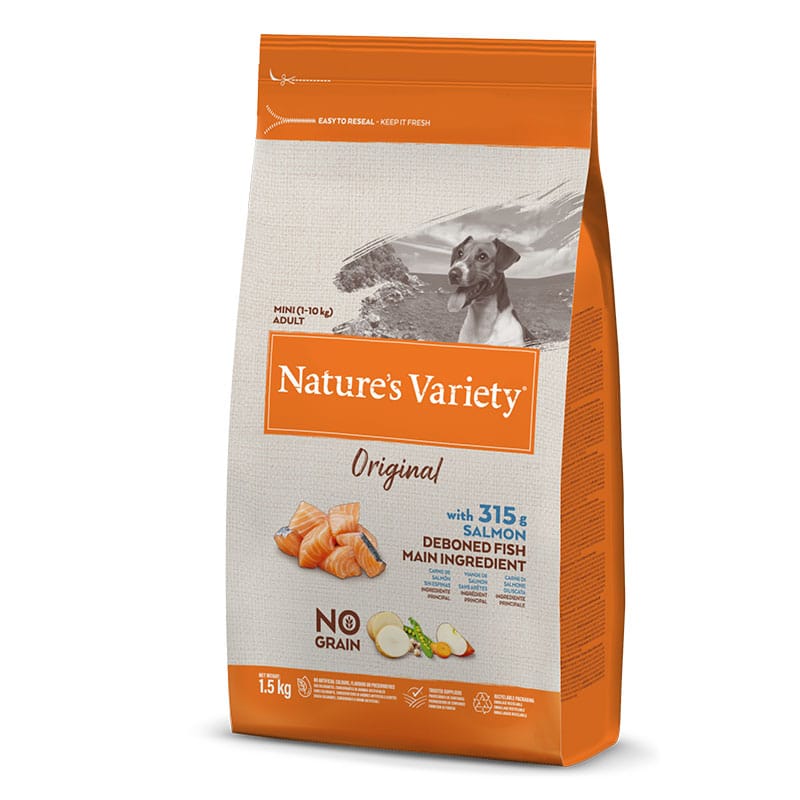 NATURE'S VARIETY - Alimento Cão Mini Adulto No Grain Salmão 1,5Kg
