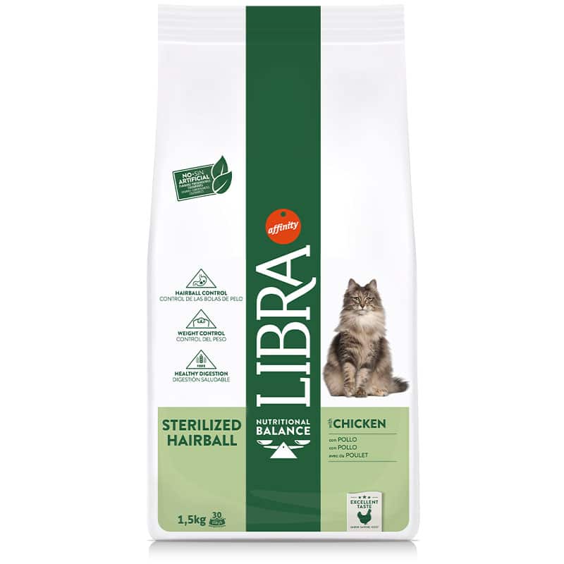 LIBRA - Alimento Gato Esterilizado Bolas de Pêlo 1,5Kg