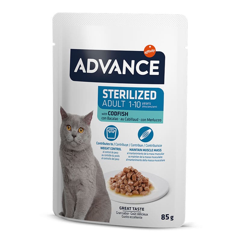 ADVANCE - Alimento Húmido Gato Esterelizado Bacalhau 12x85Gr