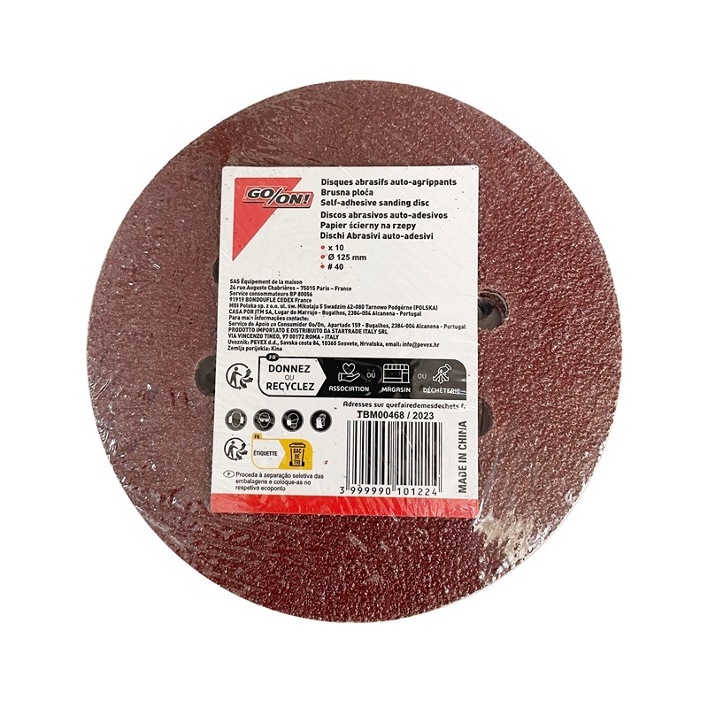 GO ON - Discos Abrasivos Velcro Perfurado D125G40 10UN