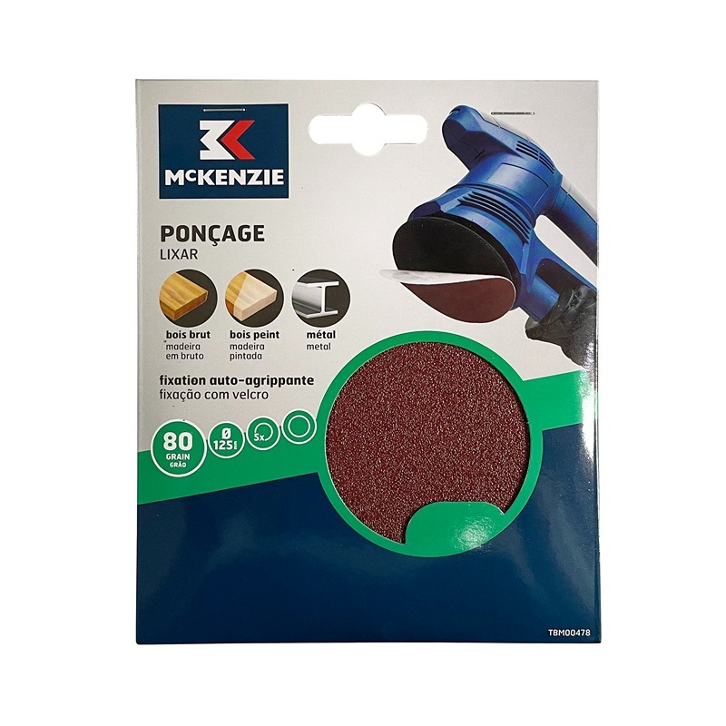 MCKENZIE - Discos Abrasivos Velcro B/R D125G80 5UN