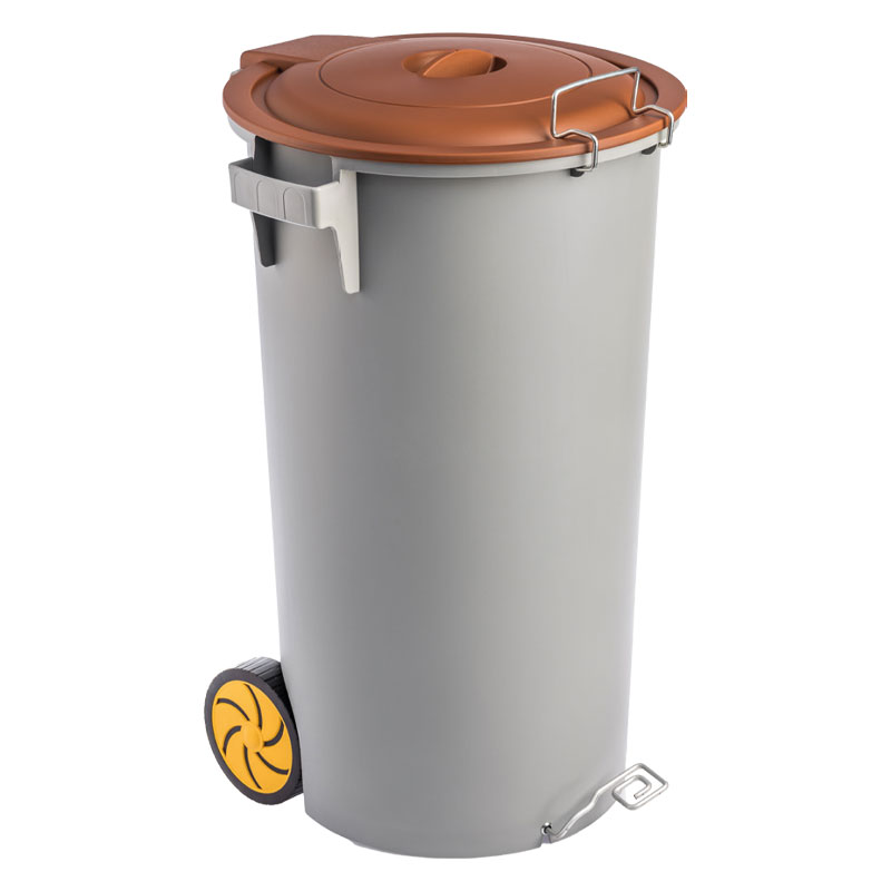 FAPLANA - Caixote 80L com Pedal/Rod. Castanho