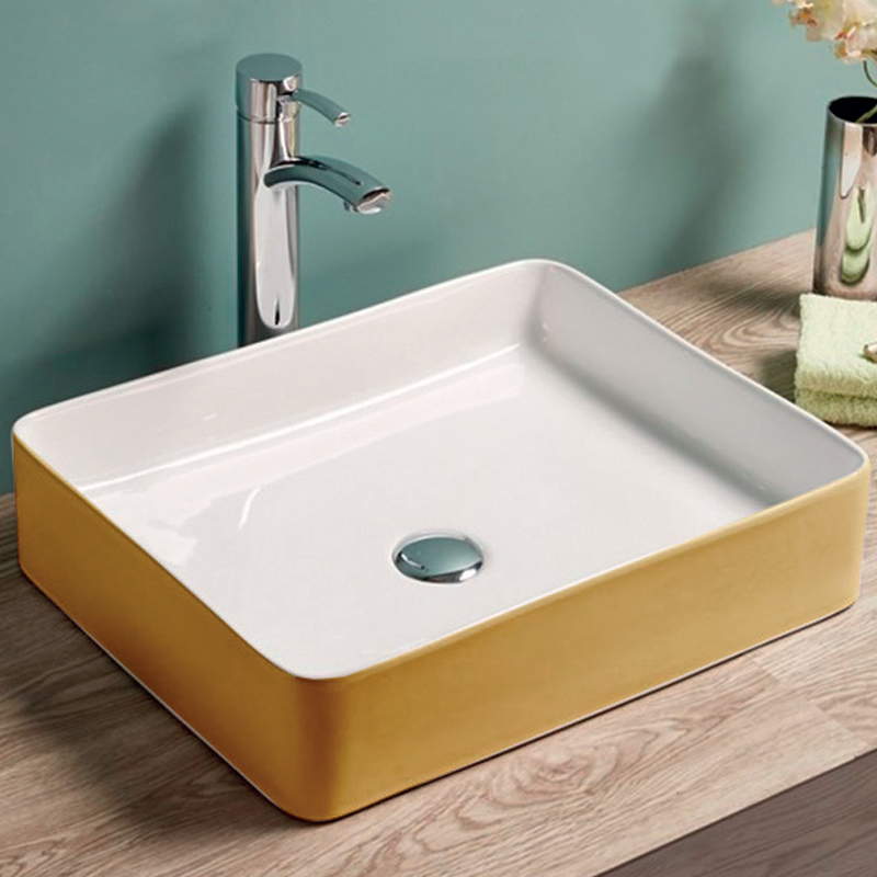 SLINE - Lavatório Tuk Branco/Ouro 505X400X110