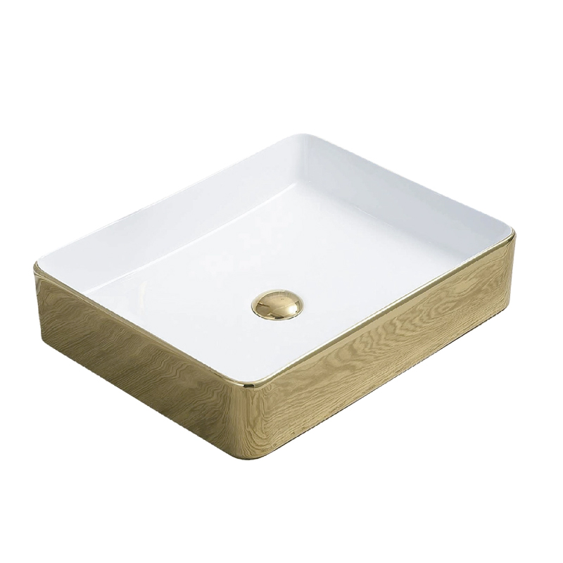 SLINE - Lavatório Tuk Branco/Ouro 505X400X110