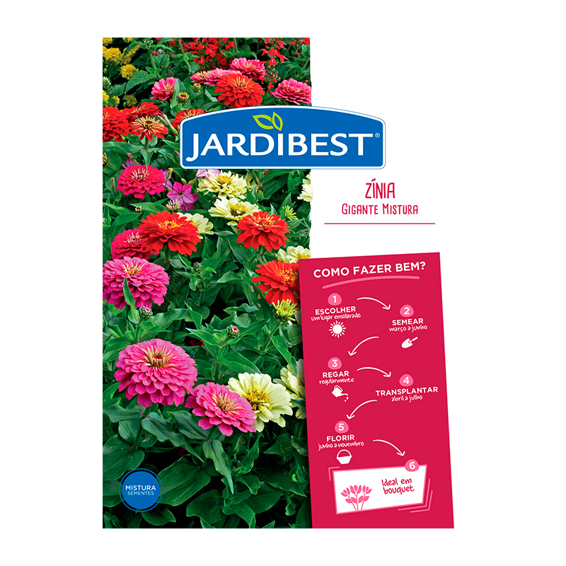 JARDIBEST - Semente Zinia Gigante Mistura