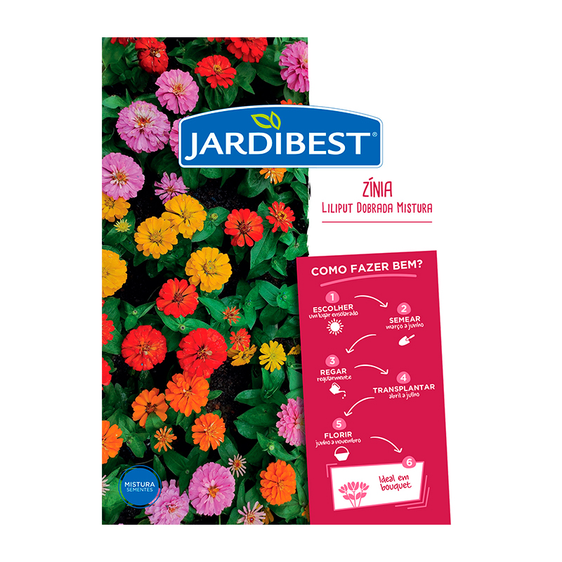 JARDIBEST - Semente Zinia Liliput Dobrada Mistura