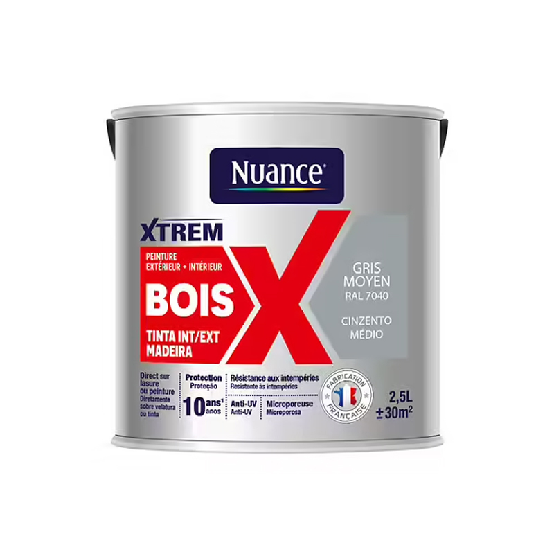 NUANCE - Tinta Madeira Cinzento Médio Acetinada 2.5L
