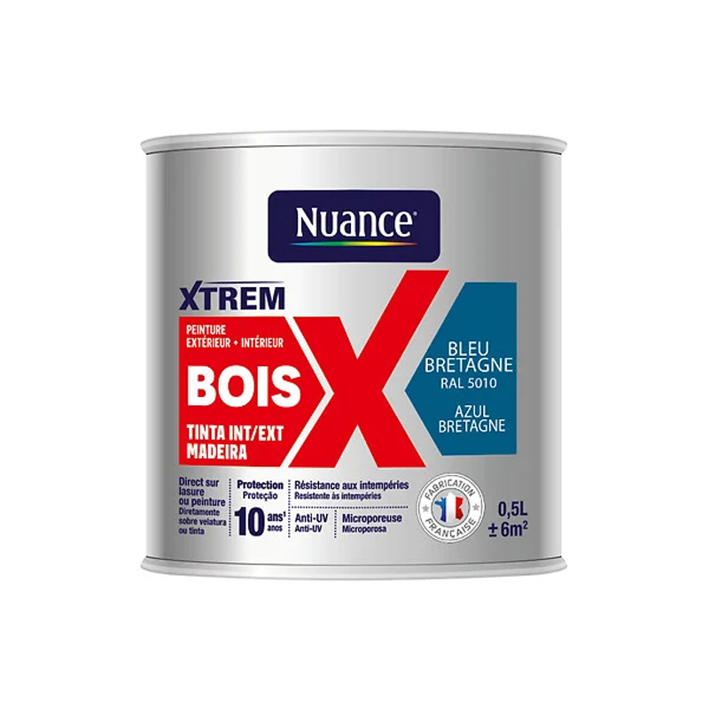 NUANCE - Tinta Madeira Azul Bretagne Acetinada 0.5L