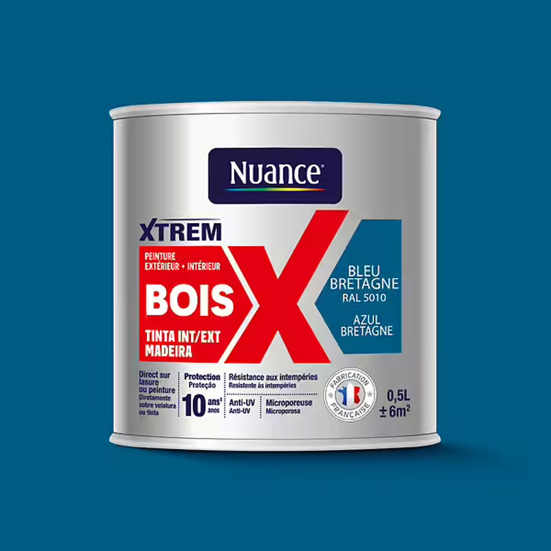 NUANCE - Tinta Madeira Azul Bretagne Acetinada 0.5L