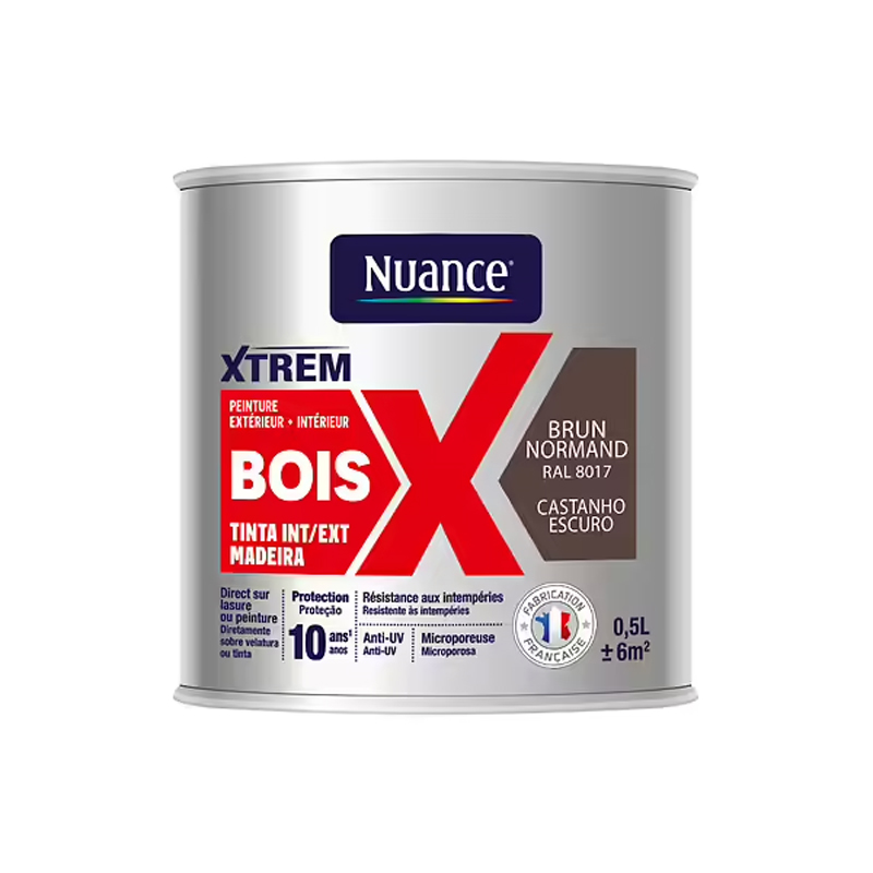 NUANCE - Tinta Madeira Castanho Escuro Acetinada 0.5L