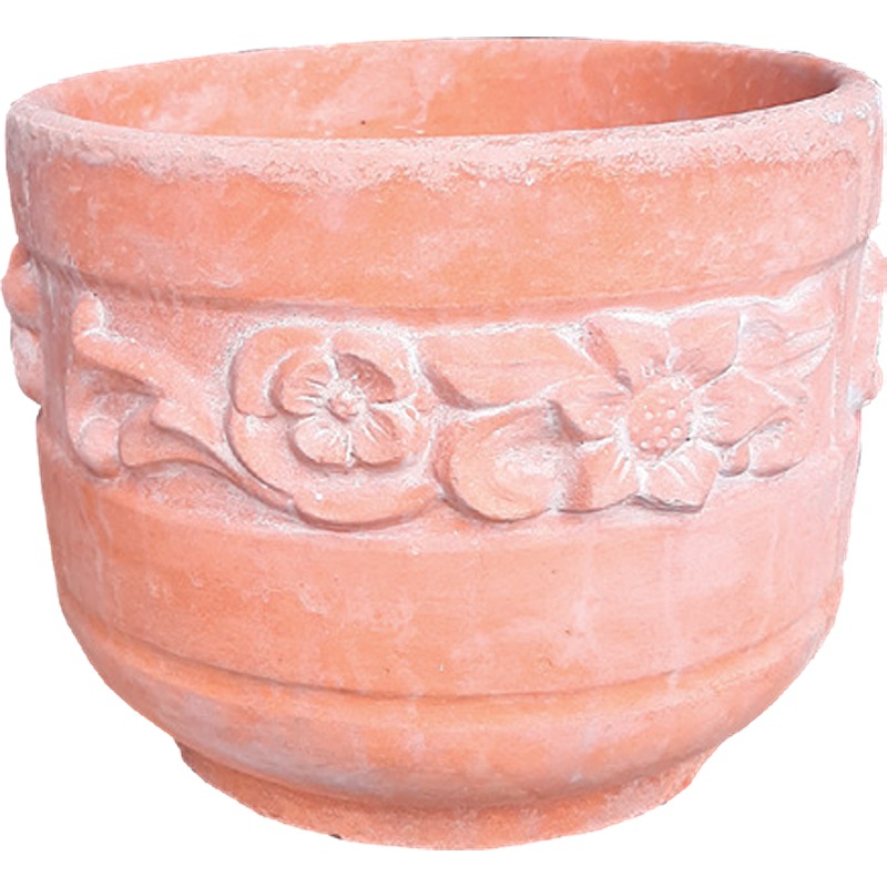 ARTICIMENTOS - Vaso Barro Redondo Flores D35X32