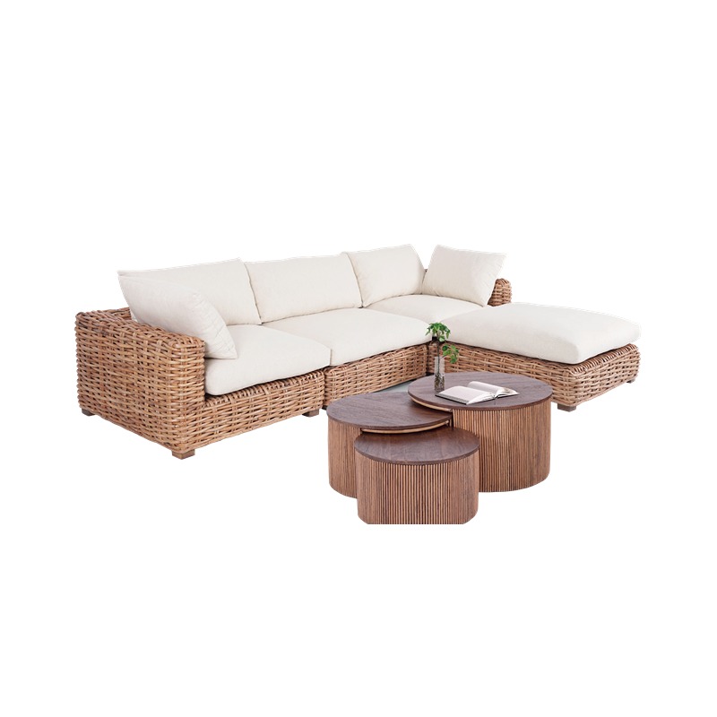 HANDEL - CONJUNTO MELIDES SOFÁ + CHAISE + MESA