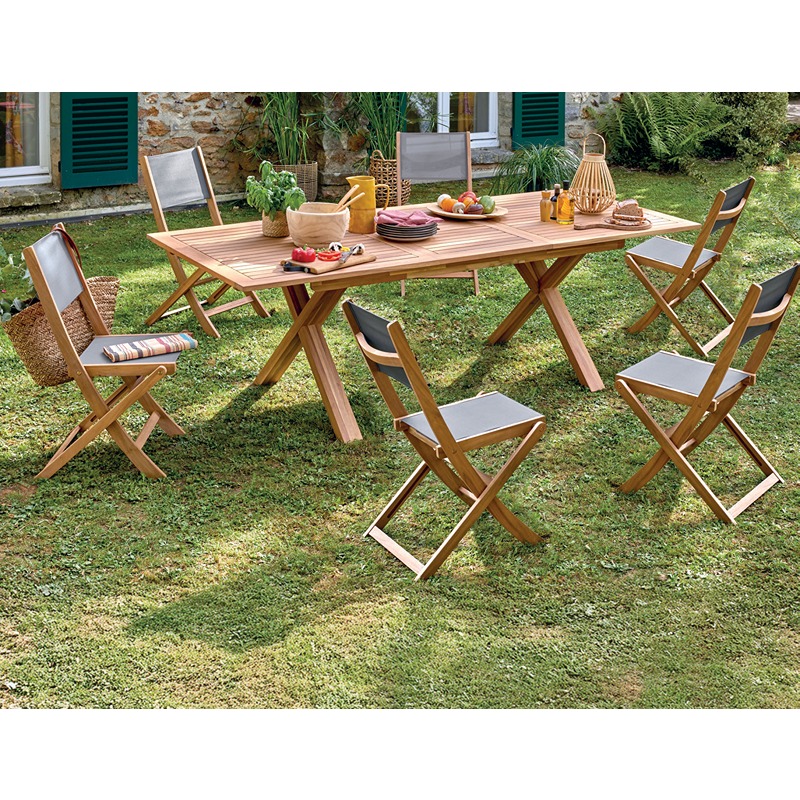 CONJUNTO MESA EXTENSÍVEL + 6 CADEIRAS