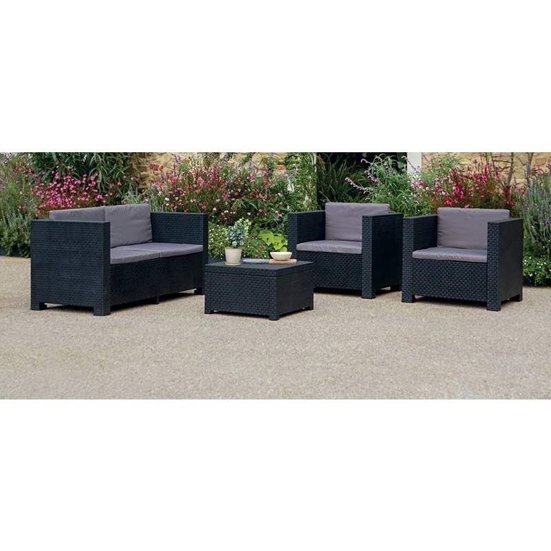 SHAF - Conjunto "Diva" Sofá + 2 Cadeirões + Mesa Cinza