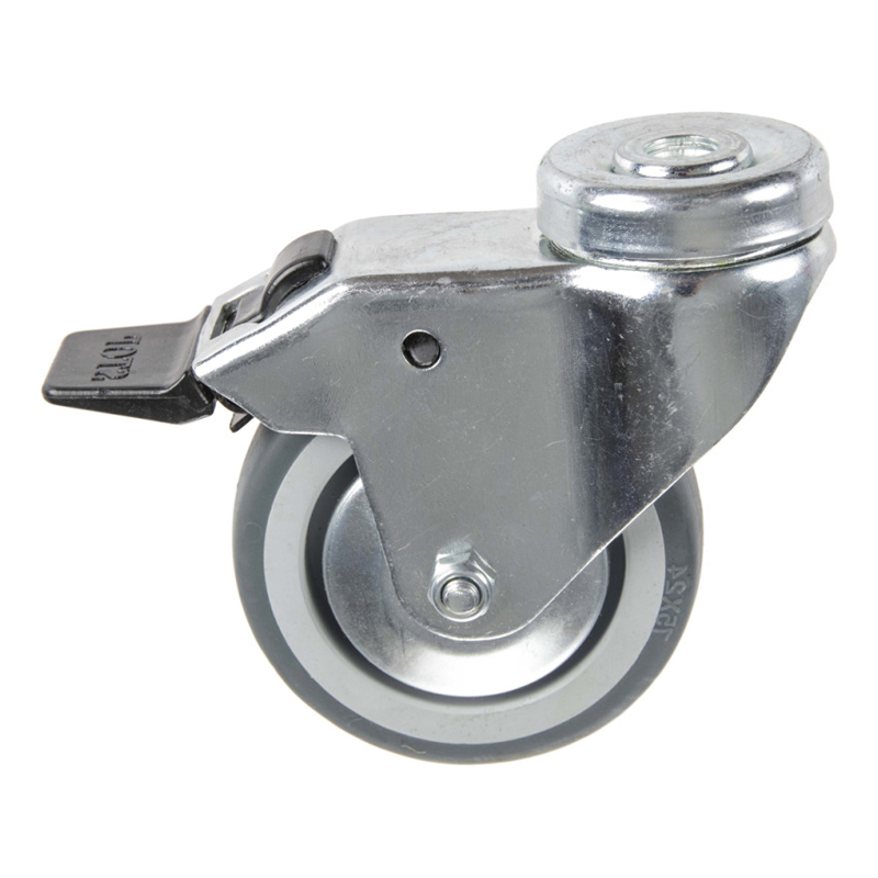 TEKNIROLL - Roda Eixo Giratória TPE Travão 75X25mm