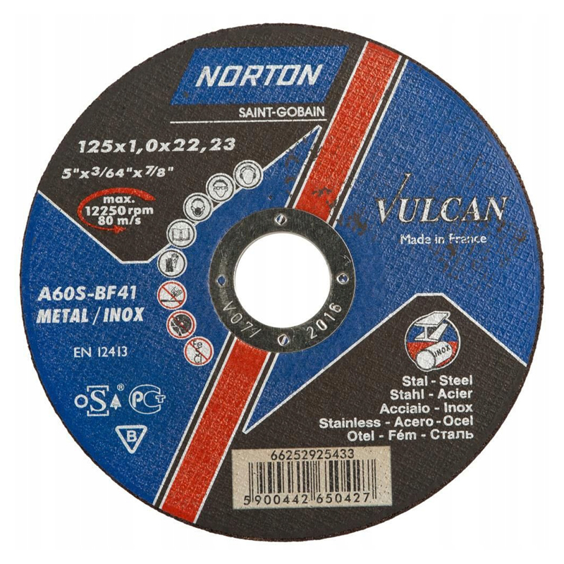 VULCAN - DISCO CORTE PLANO INOX 125X1.0