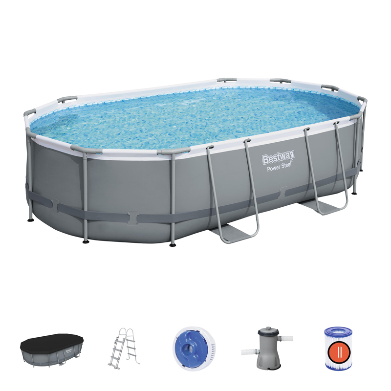 BESTWAY - Piscina Tubular Oval Power Steel 488X305X107cm