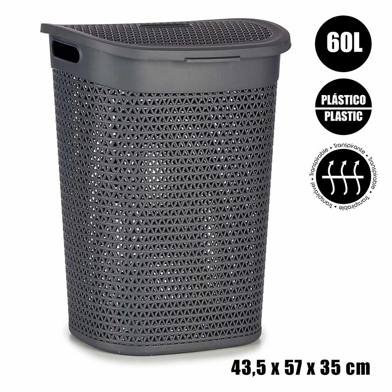 KIPIT - Cesto Roupa com Tampa Antracite 60L