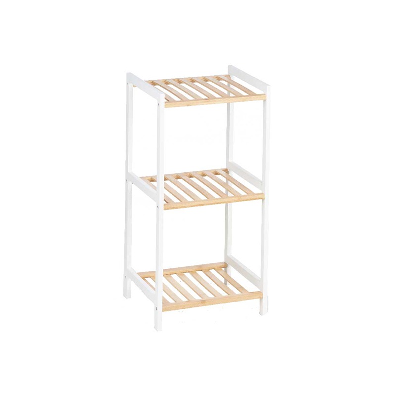 BERILO - Estante 3 Prateleiras Bambu Branca