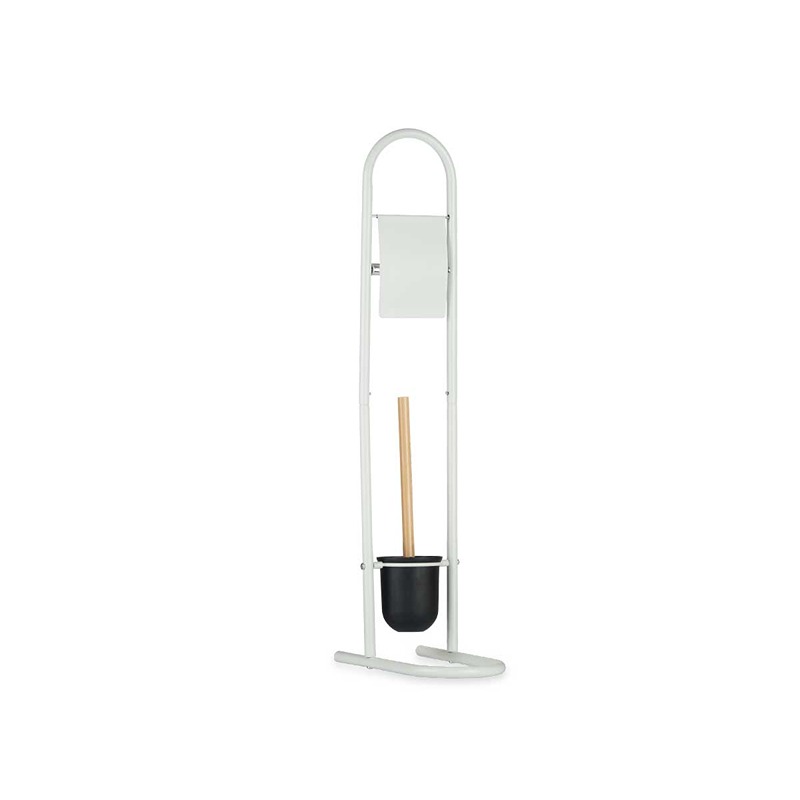 BERILO - Suporte Branco Piaçaba e Porta Rolos Metal