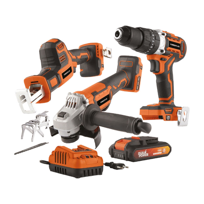 POWER PLUS - CONJUNTO 3 FERRAMENTAS BRUSHLESS 20 V + CARREGADOR + BATERIA