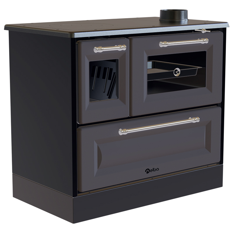 DELBA - FOGÃO A LENHA COM FORNO CINZA